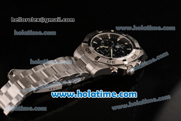 Tag Heuer Aquaracer Swiss Chrono Quartz Steel Case with Silver Stick Markers and Black Dial - Click Image to Close